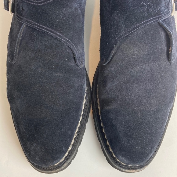 BONTONI Visionario Men’s Navy Blue Suede Monk Boot 9.5 Italian Luxury Designer main image 6